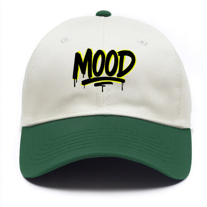 Bold typography design - "MOOD" - current state, feeling it - Two Tone Cap - Green