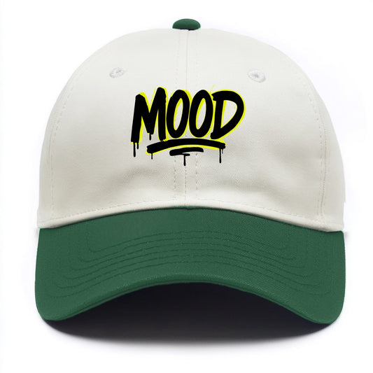 Bold typography design - "MOOD" - current state, feeling it - Two Tone Cap - Green