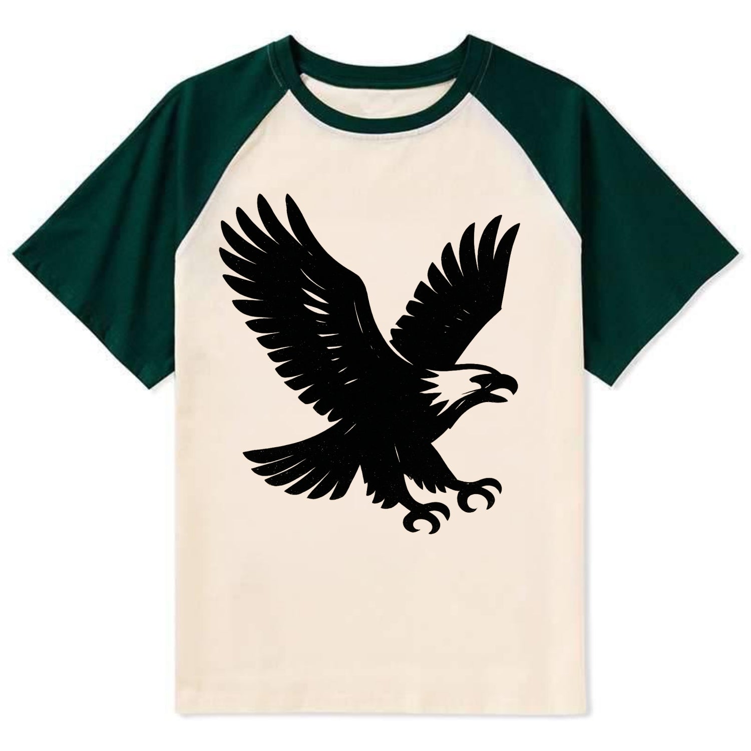 Eagle in flight - liberty and independence ink brushstrokes - Contrast Raglan T-shirt - Green