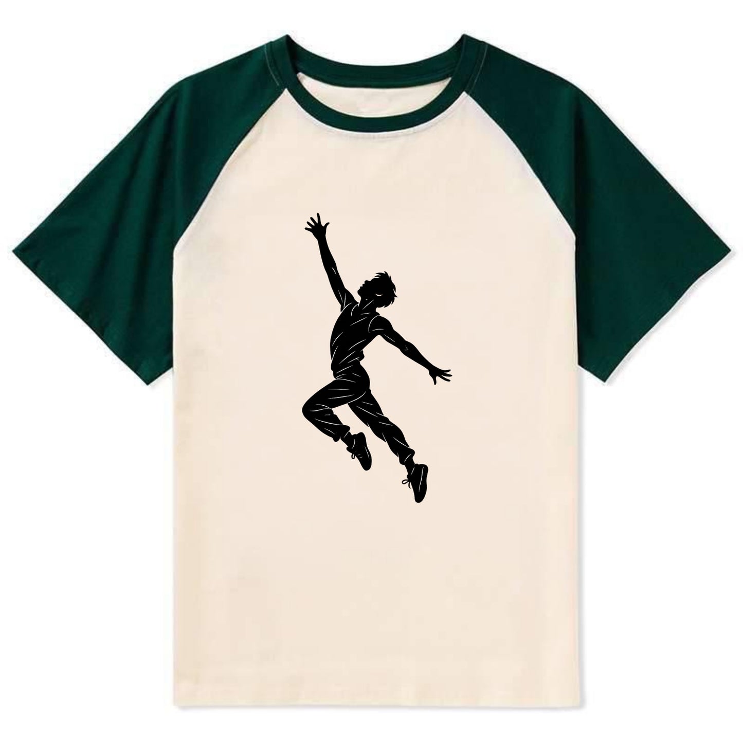 Modern dancer reaching skyward - Contrast Raglan T-shirt - Green