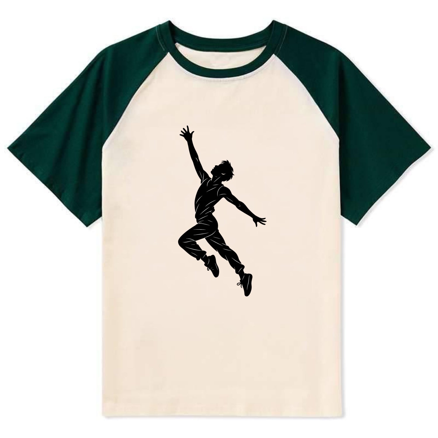 Modern dancer reaching skyward - Contrast Raglan T-shirt - Green