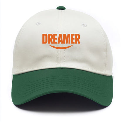 Bold typography design - "DREAMER" - imagination, seeing possibilities - Two Tone Cap - Green