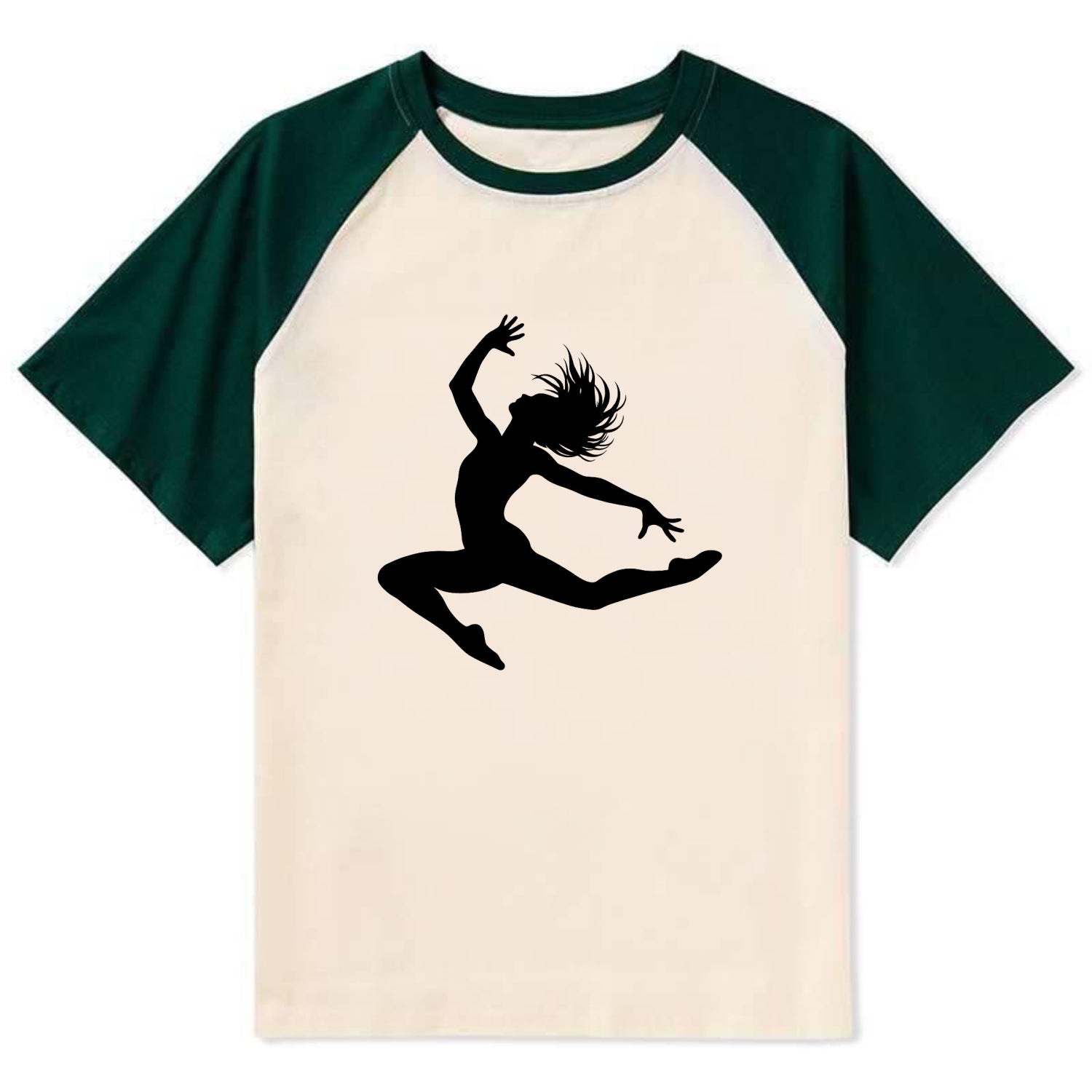 Contemporary dancer leap mid-air - Contrast Raglan T-shirt - Green
