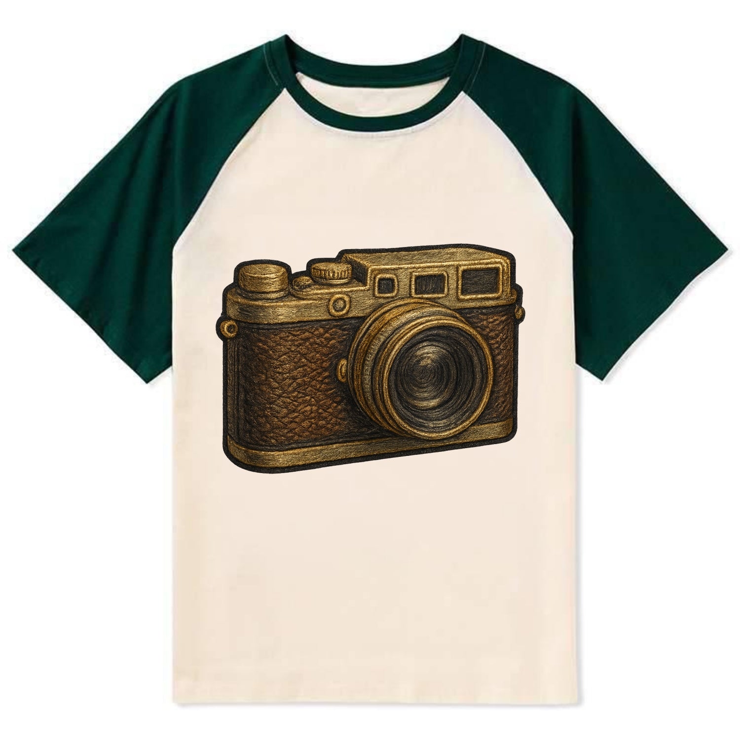Film Camera  - Contrast Raglan T-shirt - Green