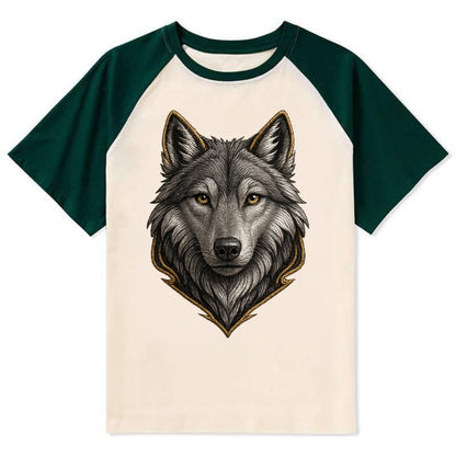 Wolf Totem  - Contrast Raglan T-shirt - Green