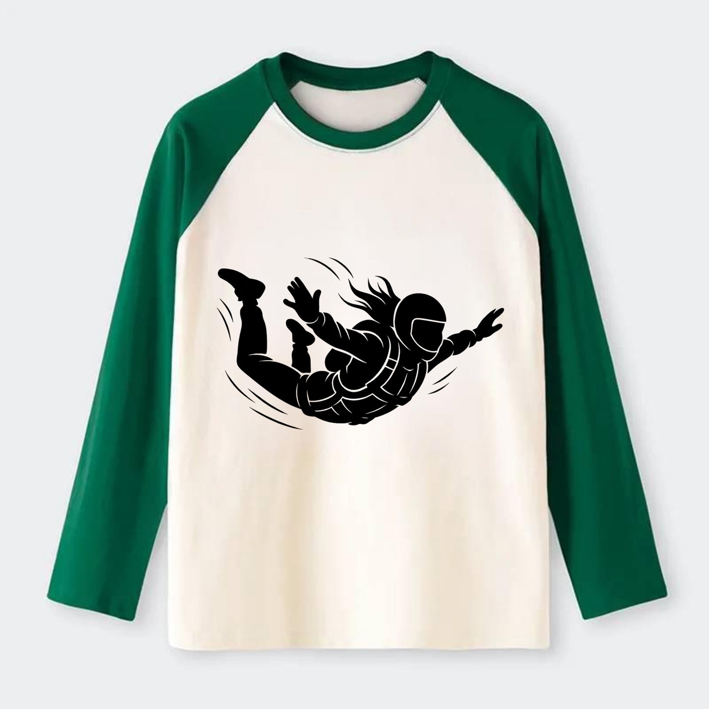 Skydiver free-fall position - Raglan Long Sleeve T-Shirt - Green