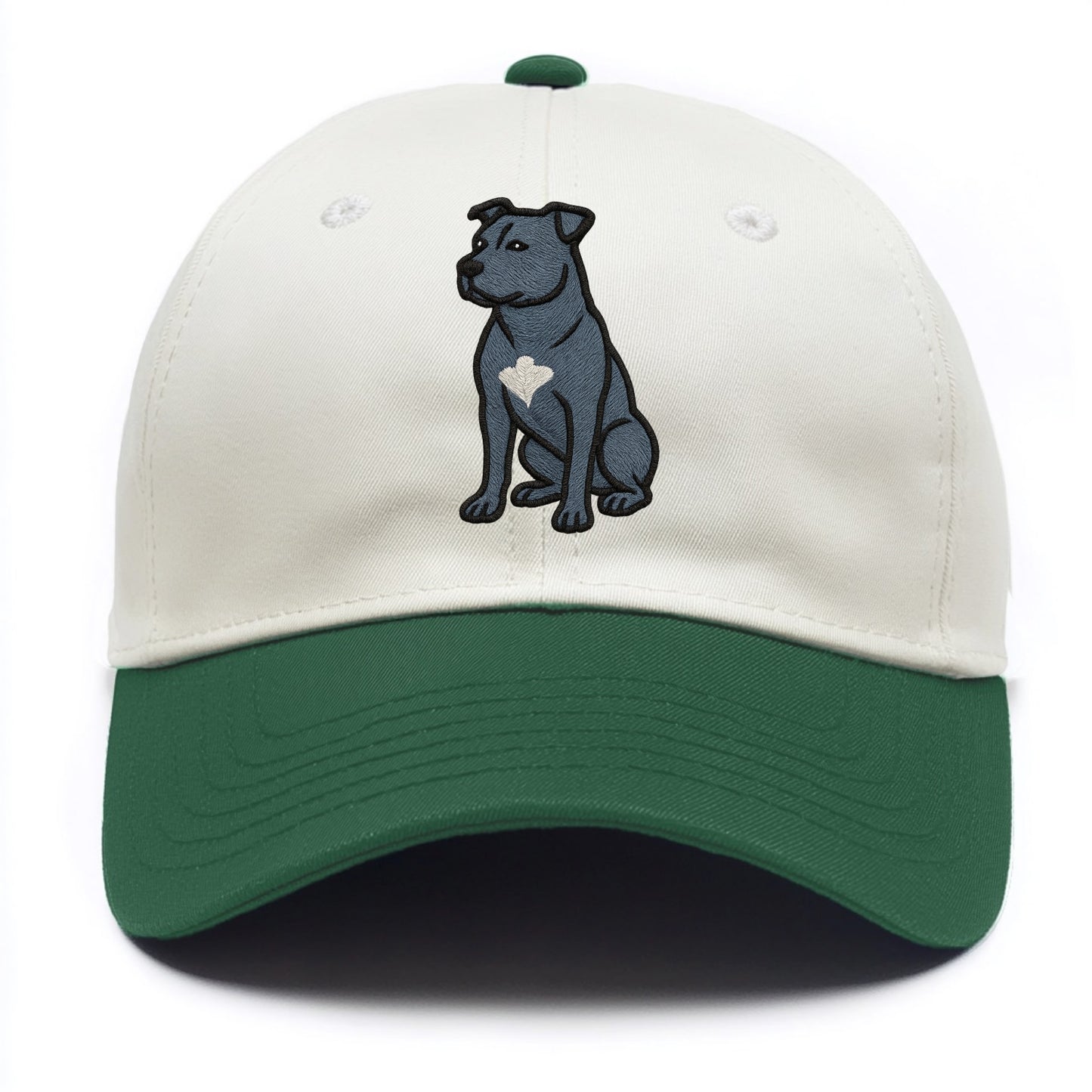 American Staffordshire Terrier - Blue embroidered design - Two Tone Cap - Green