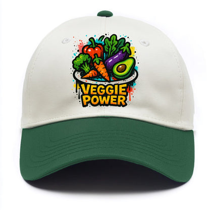 Colorful vegetables and plants on plate - plant-based lifestyle, veggie power - Two Tone Cap - Green