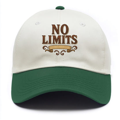 Bold typography design - "NO LIMITS" - boundless potential - Two Tone Cap - Green