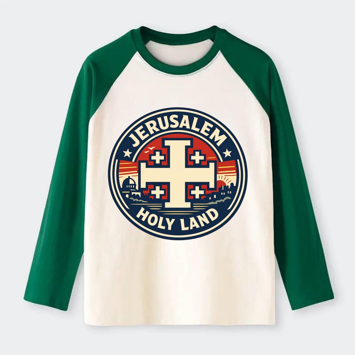 Heritage of the Cross - Raglan Long Sleeve T-Shirt - Green