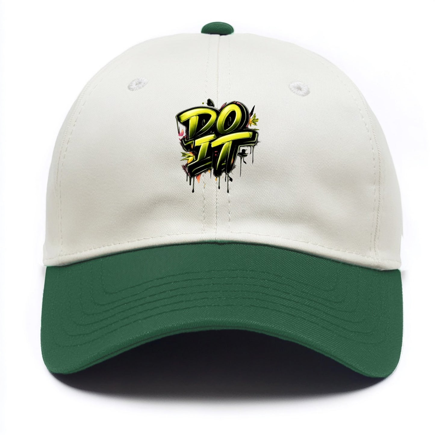 Bold typography design - "DO IT" - just do it, stop waiting - Two Tone Cap - Green