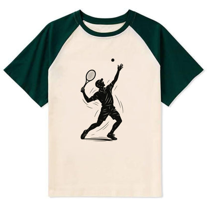 Tennis player serving with powerful form - Contrast Raglan T-shirt - Green