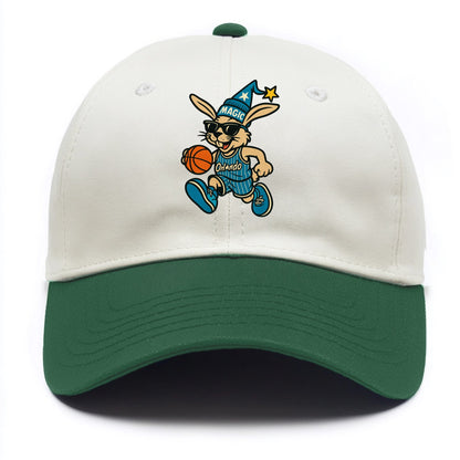 Orlando Rabbit wearing Magic blue and silver beanie with wizard hat and wayfarer - Two Tone Cap - Green
