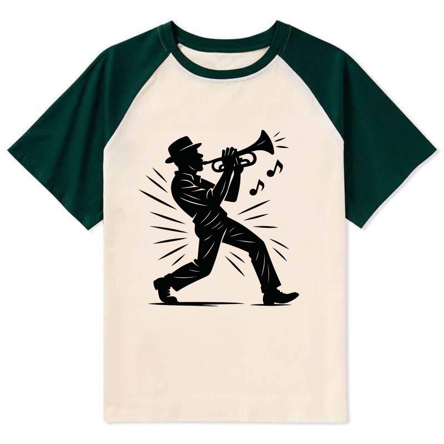 New Orleans jazz musician street corner - Contrast Raglan T-shirt - Green