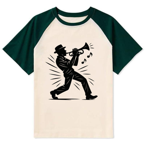 New Orleans jazz musician street corner - Contrast Raglan T-shirt