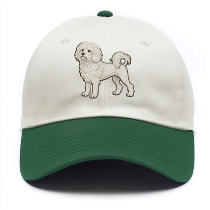Löwchen - Little Lion Dog white embroidered pose - Two Tone Cap - Green