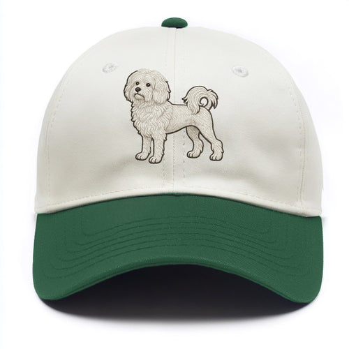 Löwchen - Little Lion Dog white embroidered pose - Two Tone Cap