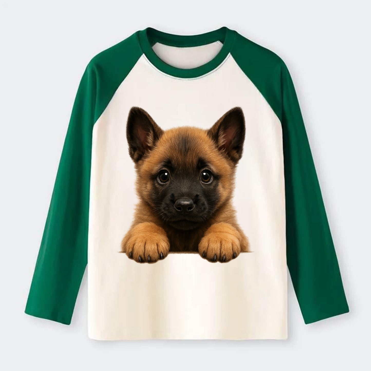 Belgian Malinois  - Raglan Long Sleeve T-Shirt - Green