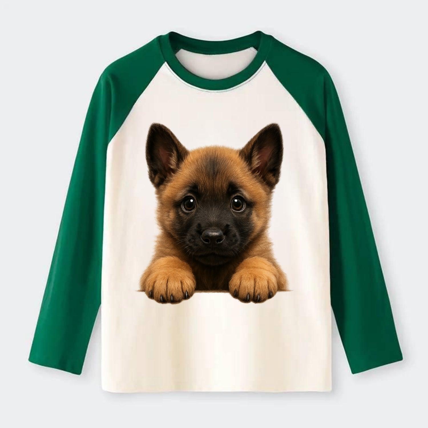 Belgian Malinois  - Raglan Long Sleeve T-Shirt - Green