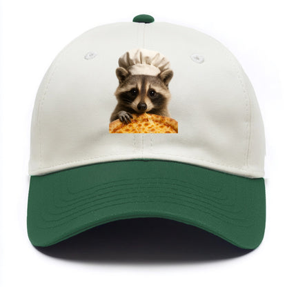 Pizza Dad Raccoon  - Two Tone Cap - Green