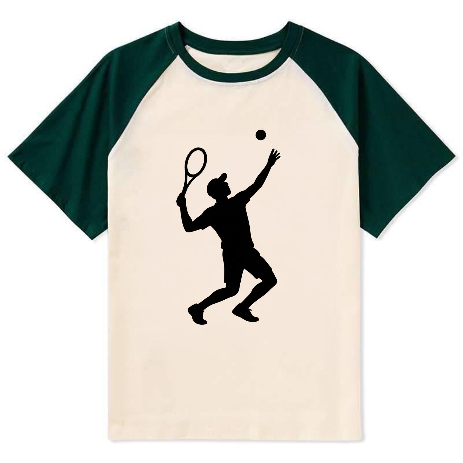 Tennis player serving powerful shot - Contrast Raglan T-shirt - Green
