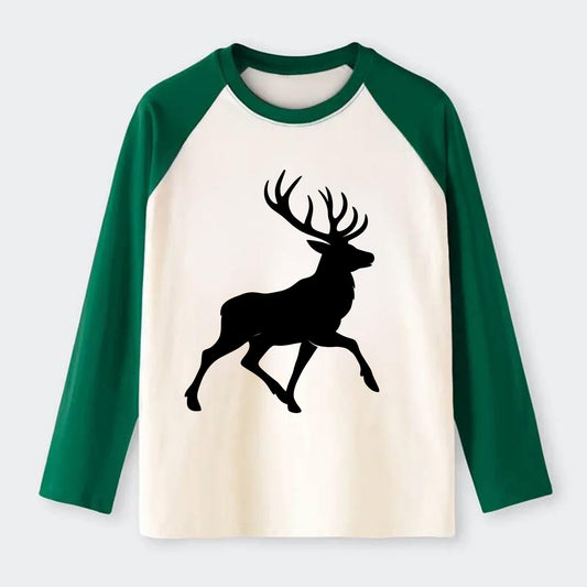 Deer with majestic antlers - Raglan Long Sleeve T-Shirt - Green