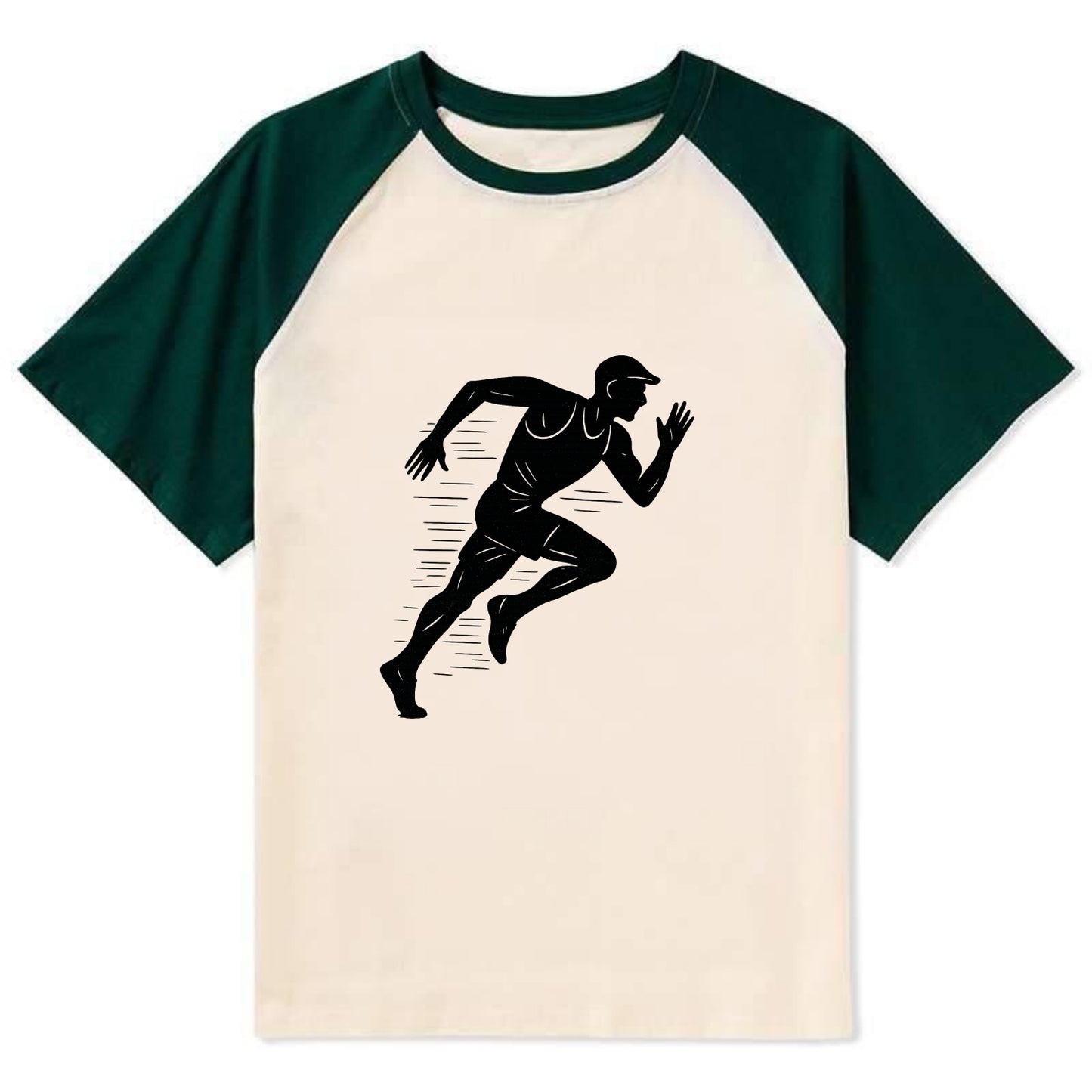 Runner in full stride sprinting - Contrast Raglan T-shirt - Green