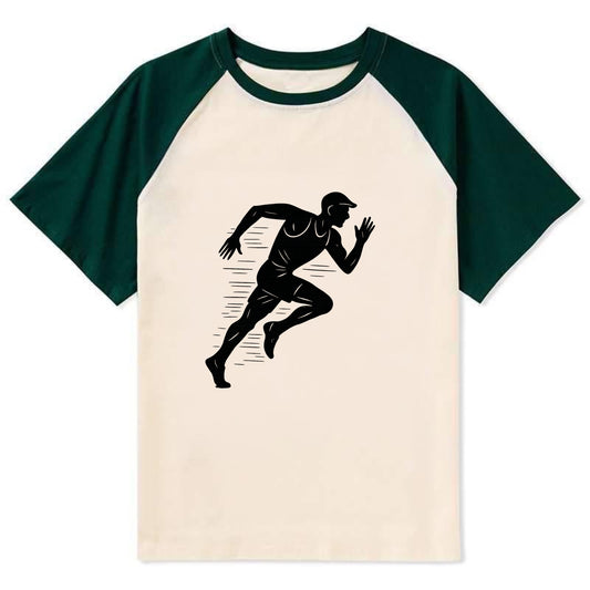 Runner in full stride sprinting - Contrast Raglan T-shirt - Green