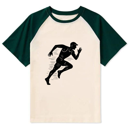 Runner in full stride sprinting - Contrast Raglan T-shirt