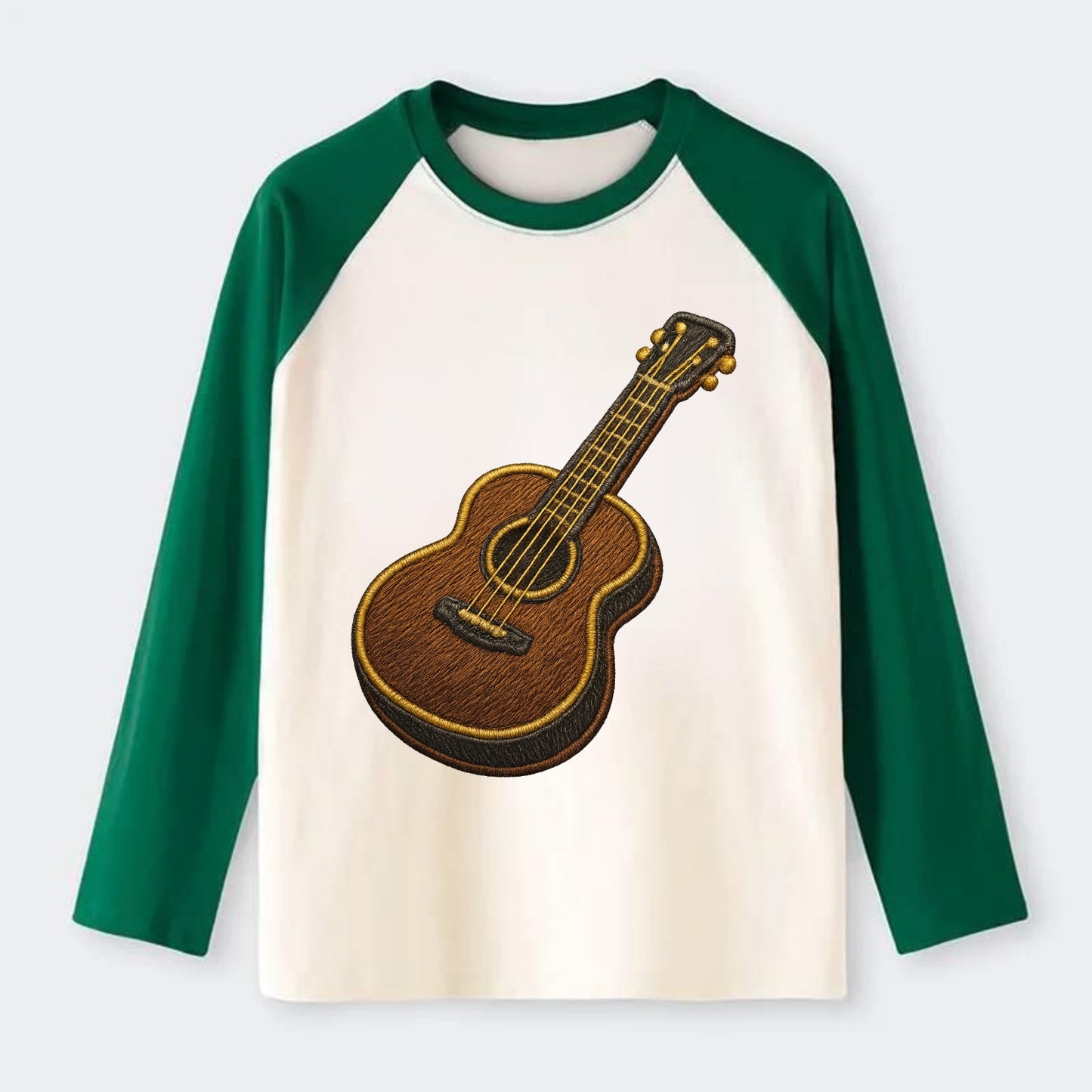 Vintage Guitar  - Raglan Long Sleeve T-Shirt - Green
