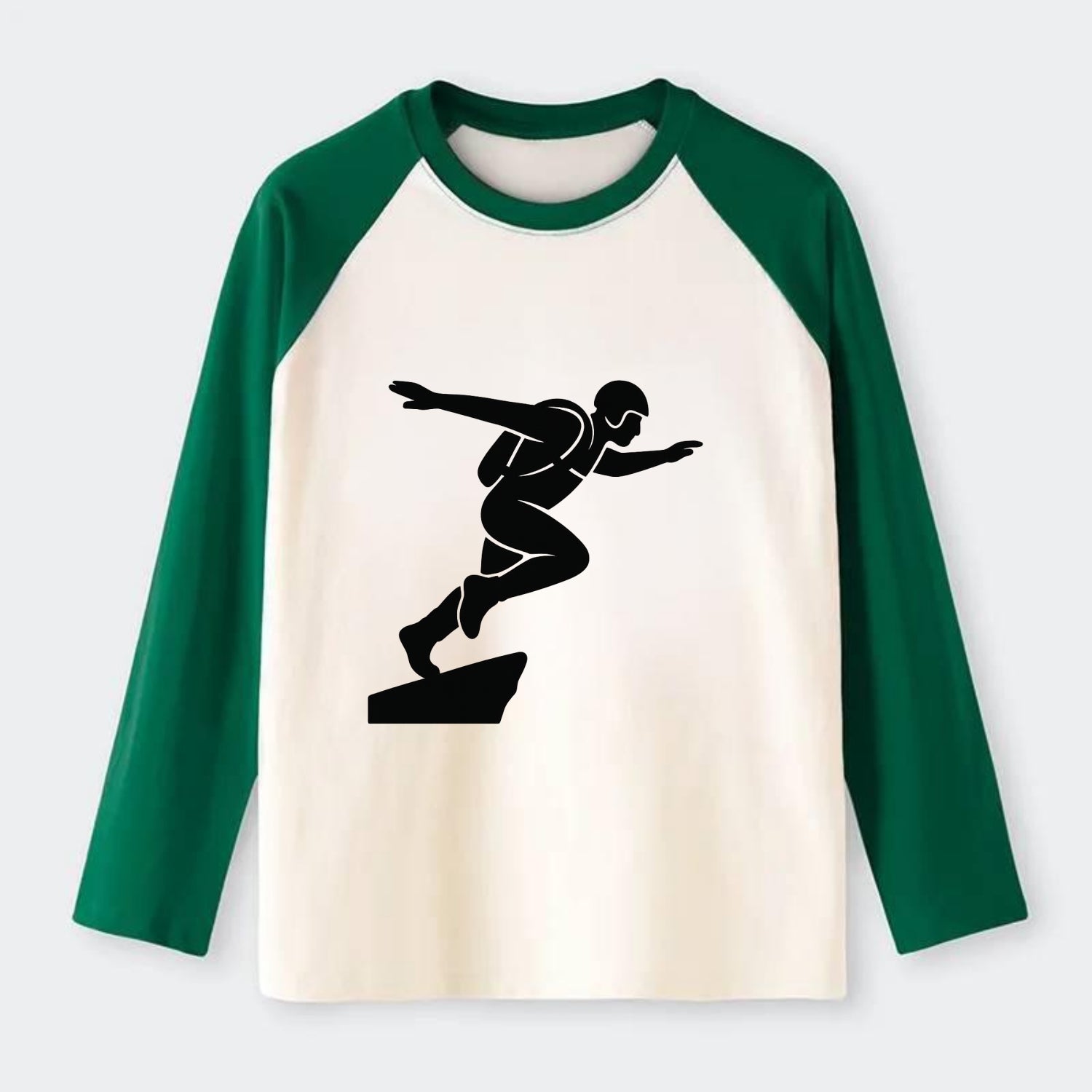 Base jumper launching off - Raglan Long Sleeve T-Shirt - Green