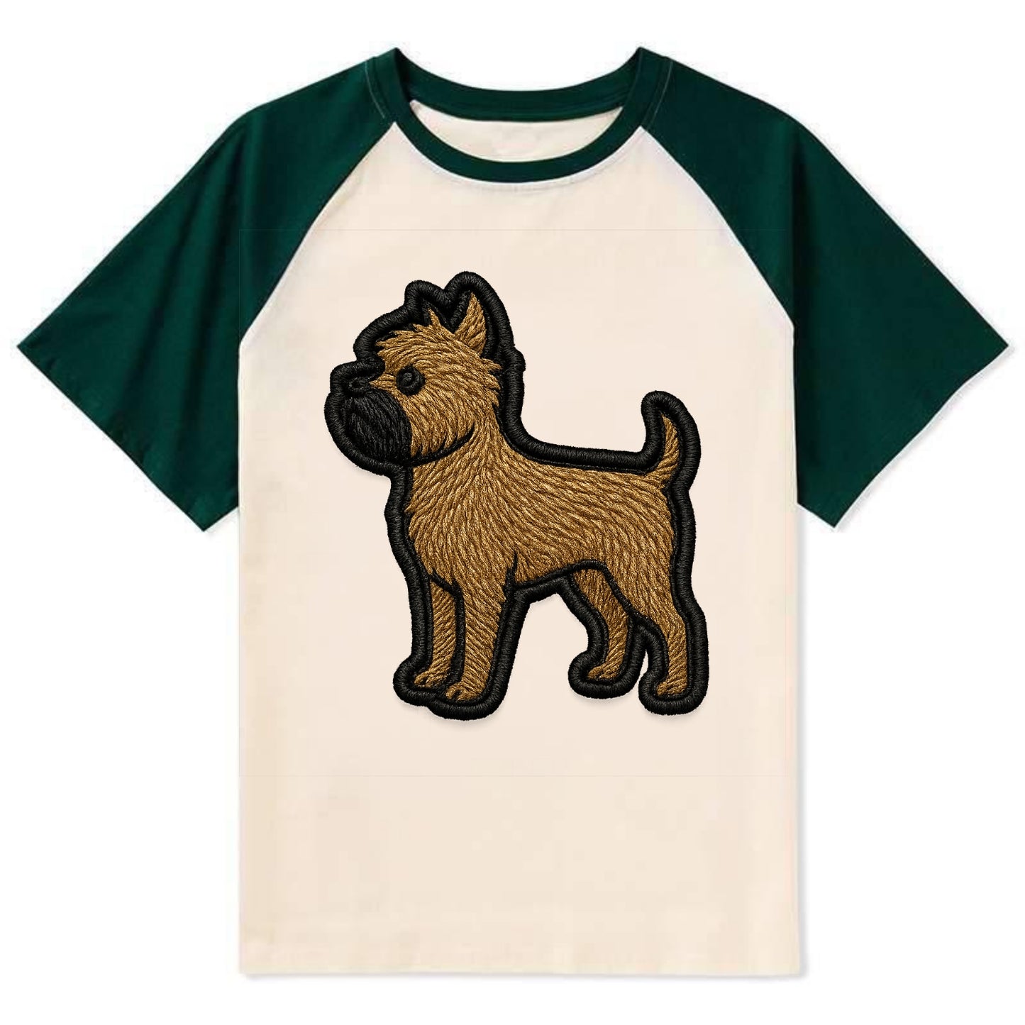 Affenpinscher - Contemporary wiry design - Contrast Raglan T-shirt - Green