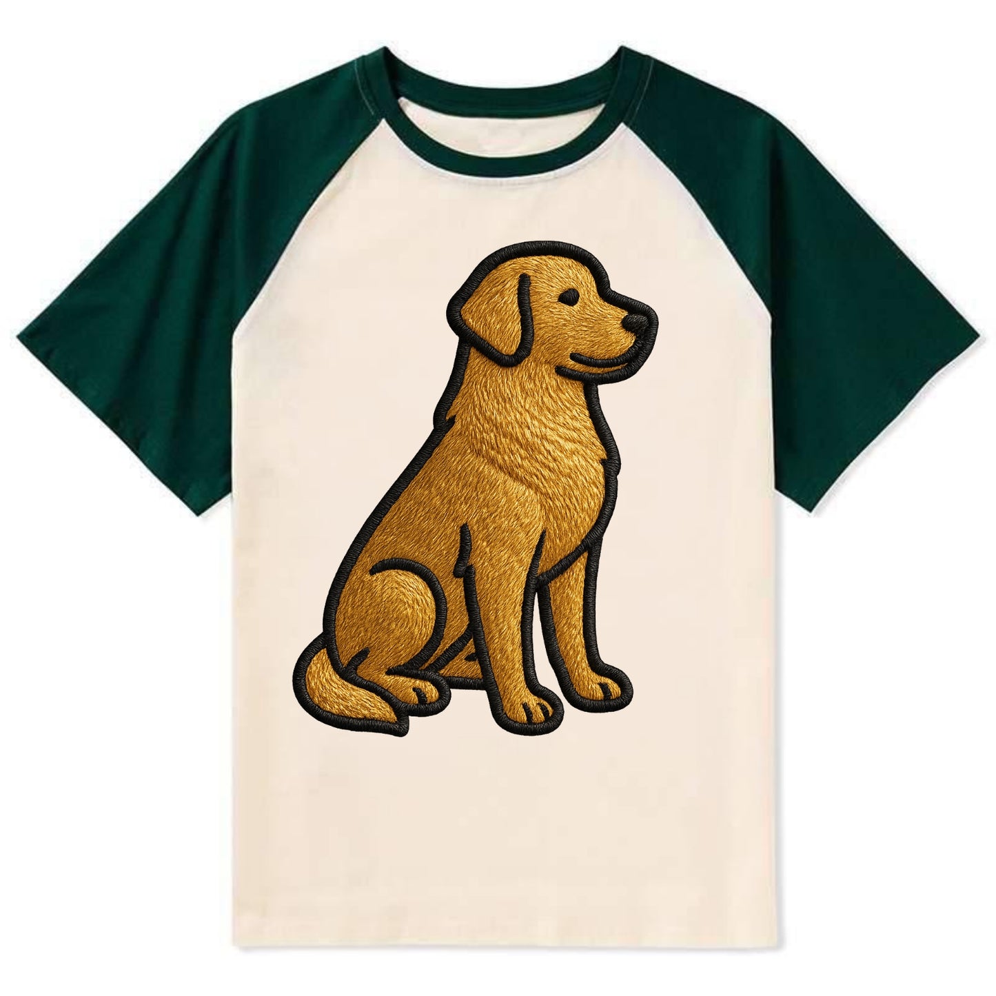 Golden Retriever - Contemporary geometri - Contrast Raglan T-shirt - Green
