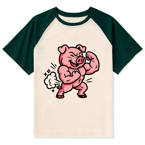 Strong Pig - Contrast Raglan T-shirt