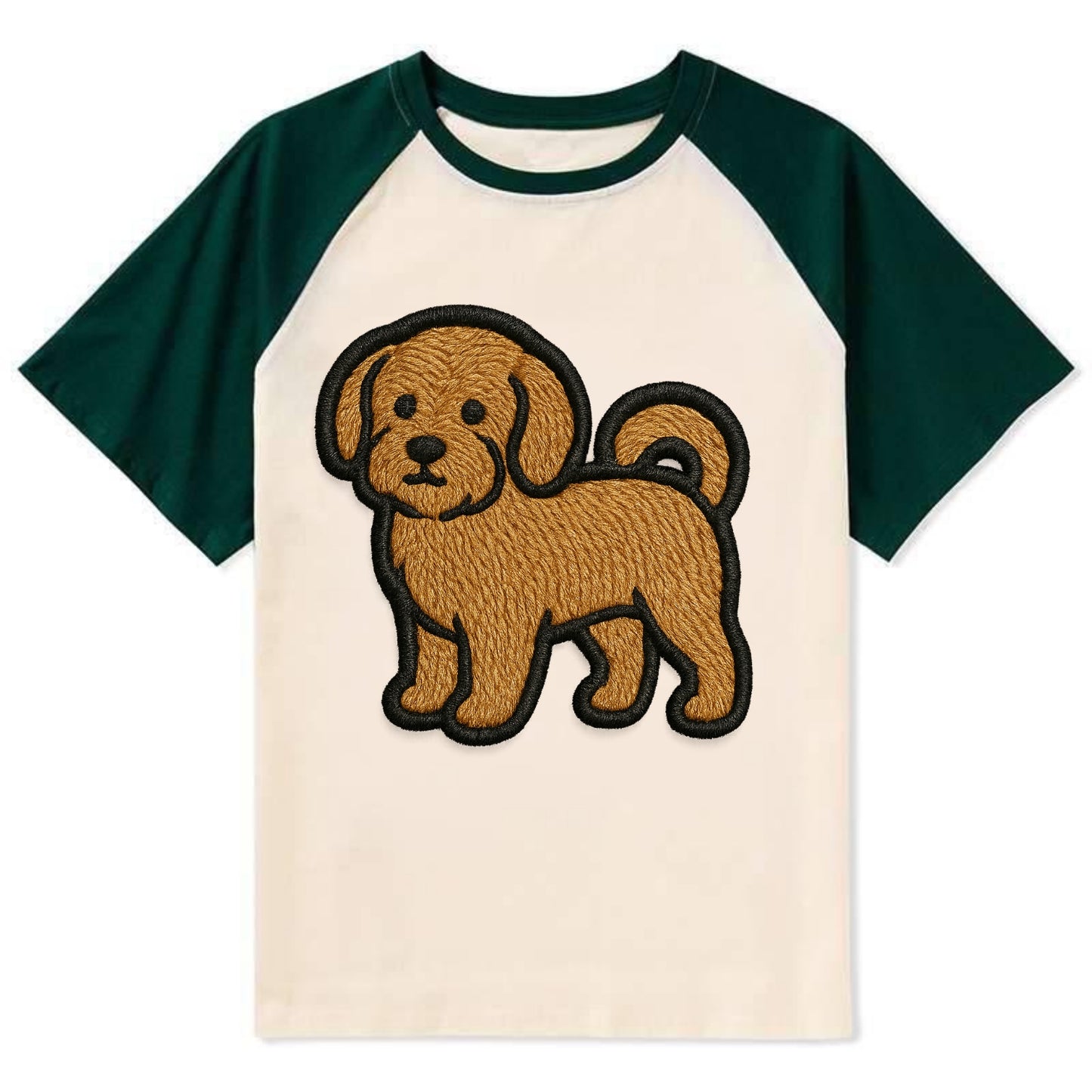Havanese - Contemporary small dog design - Contrast Raglan T-shirt - Green