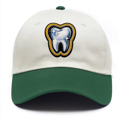 DENTAL TOOTH - molar with sparkle in white and blue , dentist - Two Tone Cap - Green