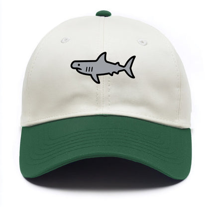 Hammerhead Shark - Gray distinctive head flat side profile - Two Tone Cap - Green