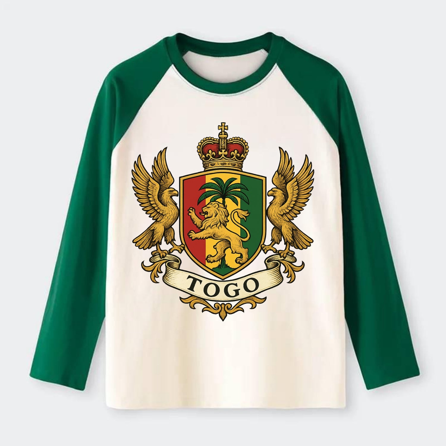 Togo Heritage Badge  - Raglan Long Sleeve T-Shirt - Green