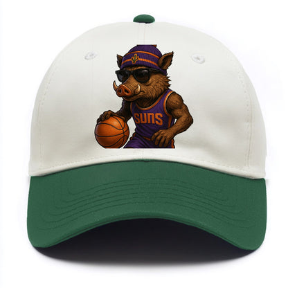 Phoenix Javelina wearing Suns beanie with cactus patch and wayfarer sunglasses - Two Tone Cap - Green