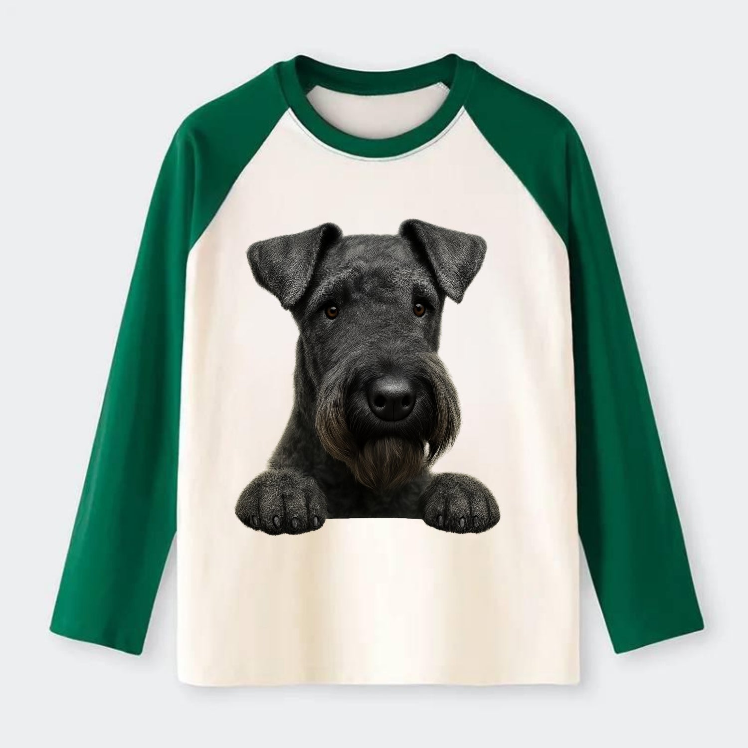 Kerry Blue Terrier  - Raglan Long Sleeve T-Shirt - Green