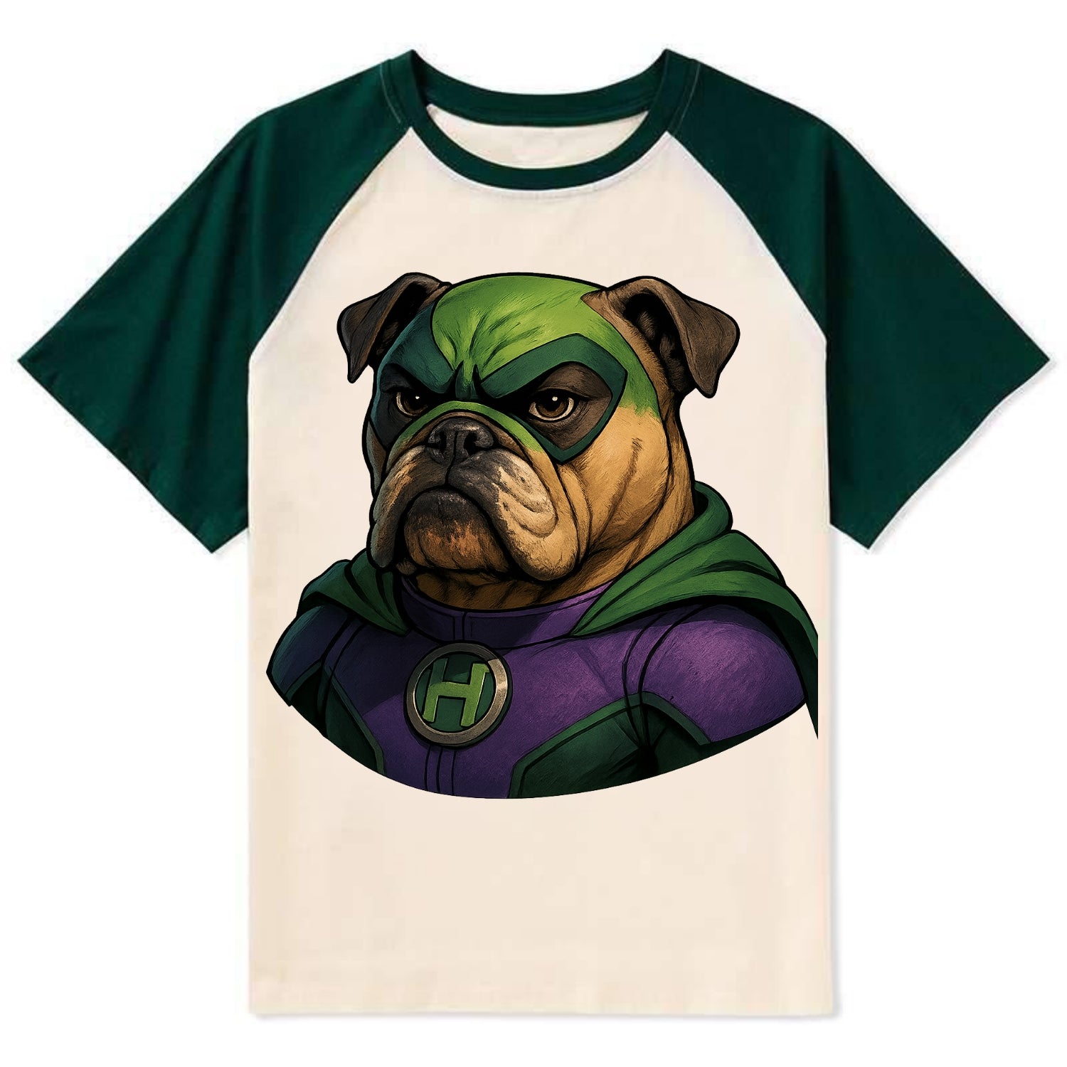 Bulldog Strong Hero  - Contrast Raglan T-shirt - Green