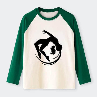 Gymnast mid-backflip rotation - Raglan Long Sleeve T-Shirt - Green