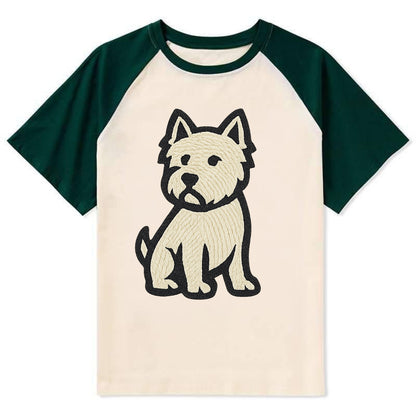 West Highland White Terrier - Alert stan Contrast Raglan T-shirt - Green