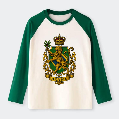 Brazil Jaguar Emblem  - Raglan Long Sleeve T-Shirt