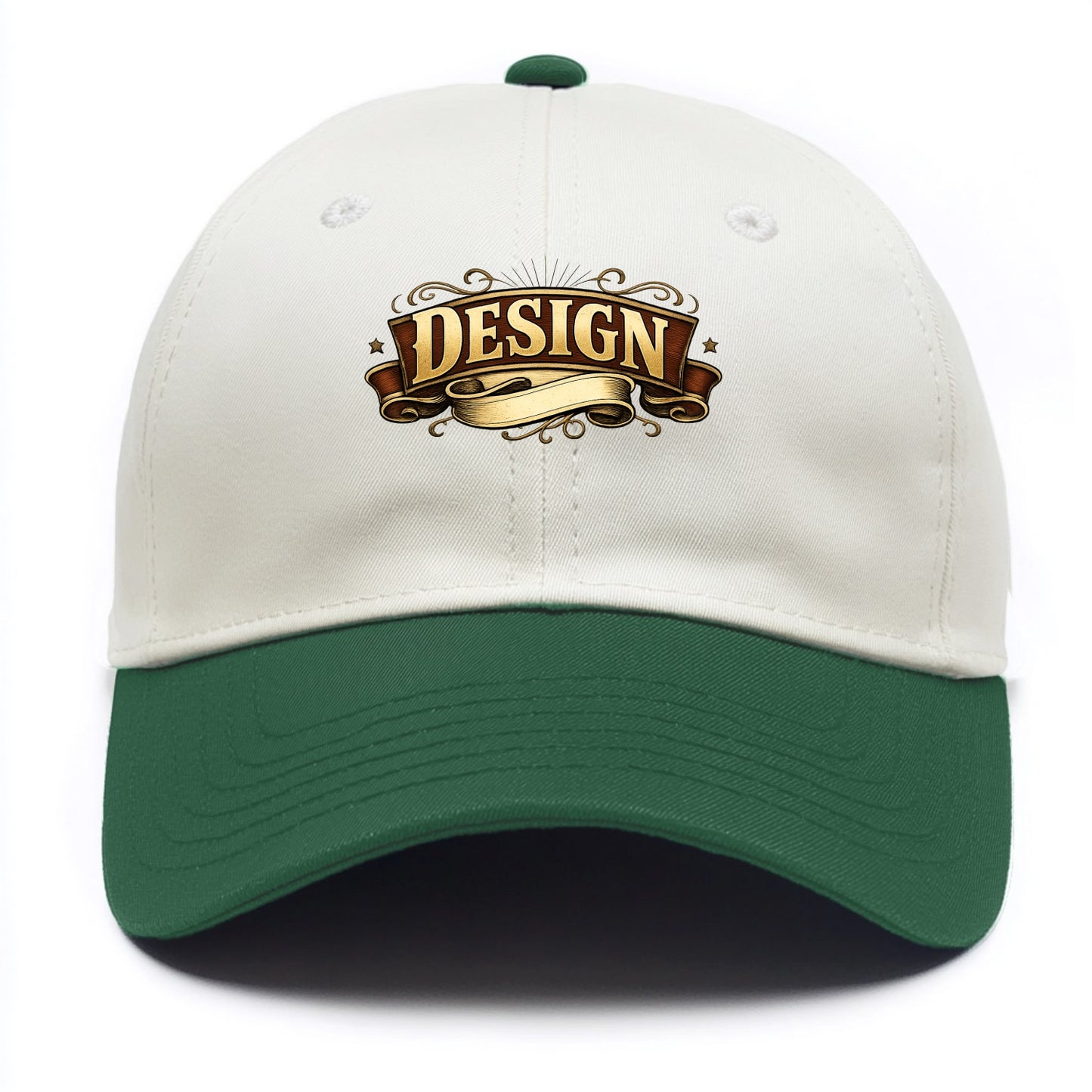 Bold typography design - "DESIGN" - intentional creation, aesthetic planning - Two Tone Cap - Green