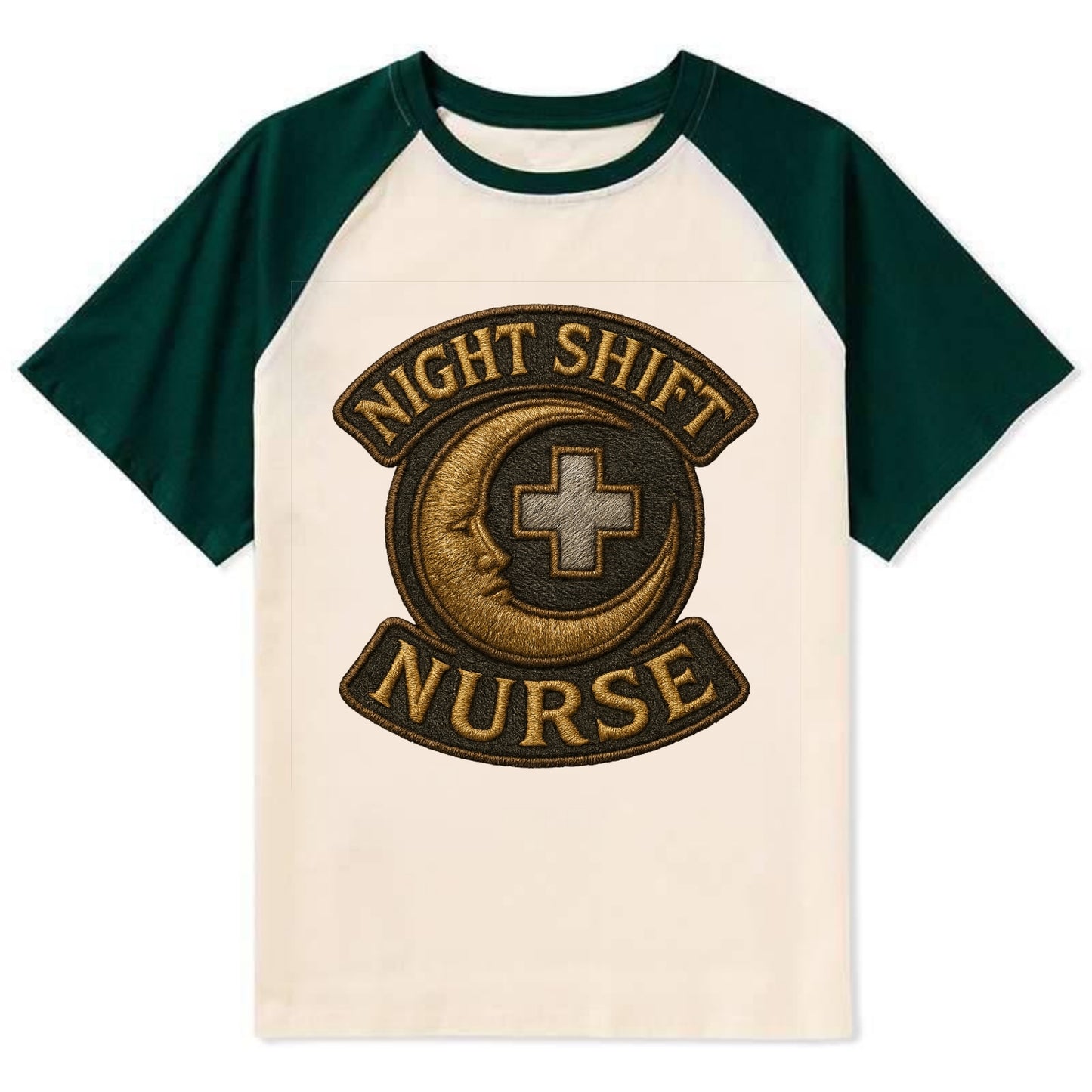 Night Shift Nurse  - Contrast Raglan T-shirt - Green