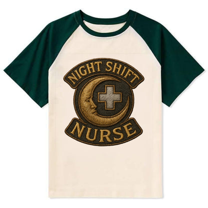 Night Shift Nurse  - Contrast Raglan T-shirt - Green