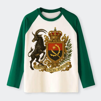 Angola Giant Sable Emblem - Raglan Long Sleeve T-Shirt - Green