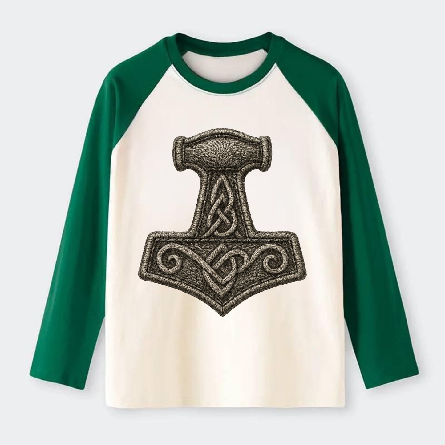 Mjolnir  - Raglan Long Sleeve T-Shirt - Green