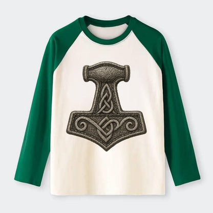 Mjolnir  - Raglan Long Sleeve T-Shirt - Green